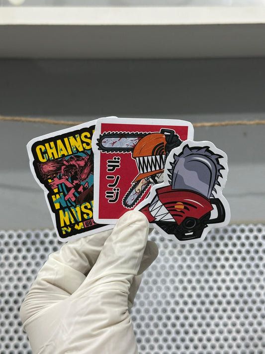 Chainsaw Man Sticker Pack – 5-Piece Anime Vinyl Set | Denji, Power, Aki & More